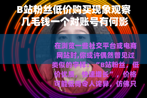 B站粉丝低价购买现象观察 几毛钱一个对账号有何影响