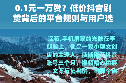 0.1元一万赞？低价抖音刷赞背后的平台规则与用户选择