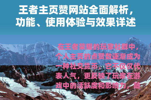 王者主页赞网站全面解析，功能、使用体验与效果详述