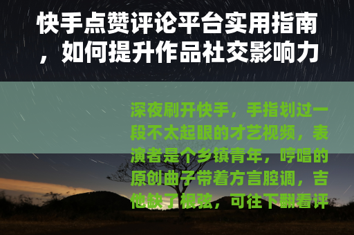 快手点赞评论平台实用指南，如何提升作品社交影响力