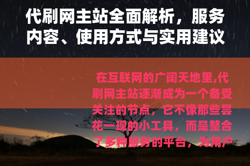 代刷网主站全面解析，服务内容、使用方式与实用建议