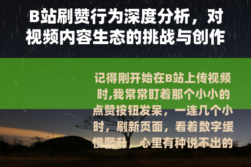 B站刷赞行为深度分析，对视频内容生态的挑战与创作者的应对策略