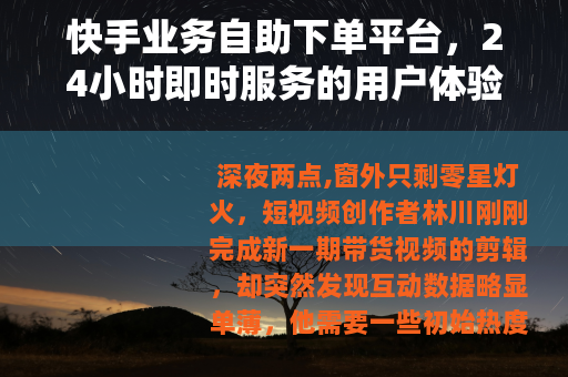 快手业务自助下单平台，24小时即时服务的用户体验分析