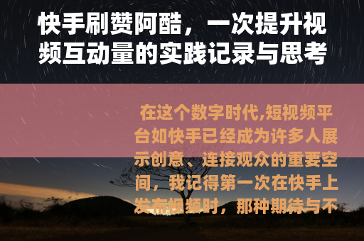 快手刷赞阿酷，一次提升视频互动量的实践记录与思考分享