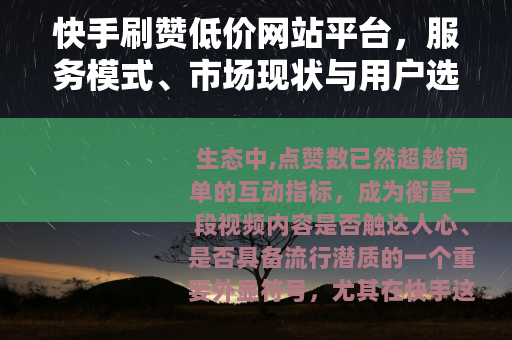 快手刷赞低价网站平台，服务模式、市场现状与用户选择分析