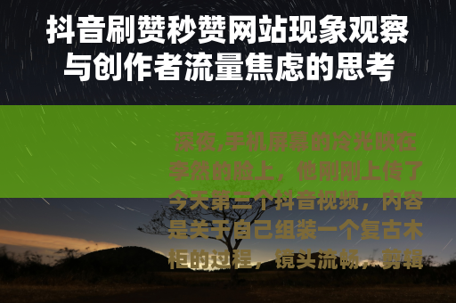 抖音刷赞秒赞网站现象观察与创作者流量焦虑的思考