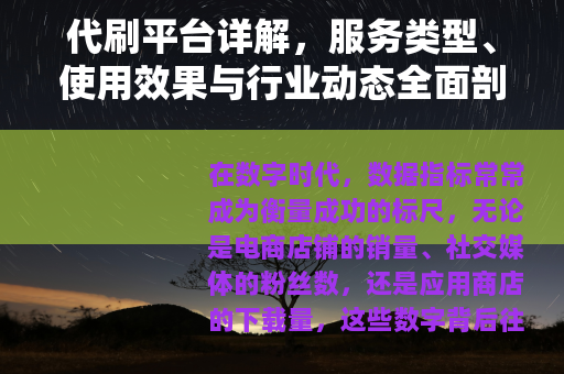 代刷平台详解，服务类型、使用效果与行业动态全面剖析