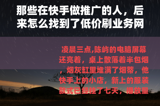 那些在快手做推广的人，后来怎么找到了低价刷业务网站