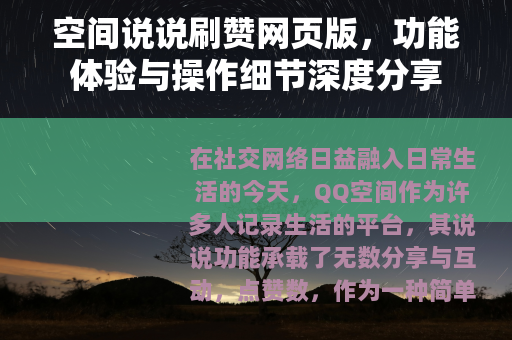 空间说说刷赞网页版，功能体验与操作细节深度分享