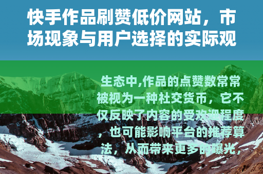 快手作品刷赞低价网站，市场现象与用户选择的实际观察