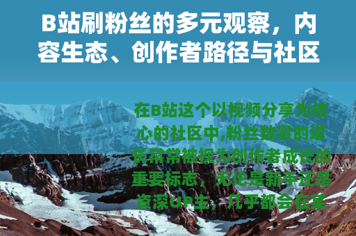 B站刷粉丝的多元观察，内容生态、创作者路径与社区健康的平衡思考