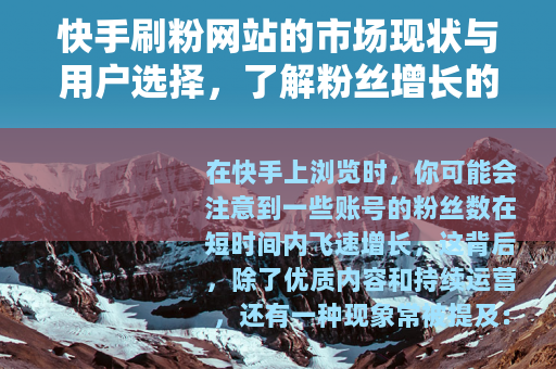 快手刷粉网站的市场现状与用户选择，了解粉丝增长的另一种途径