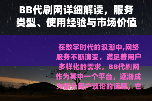 BB代刷网详细解读，服务类型、使用经验与市场价值分析