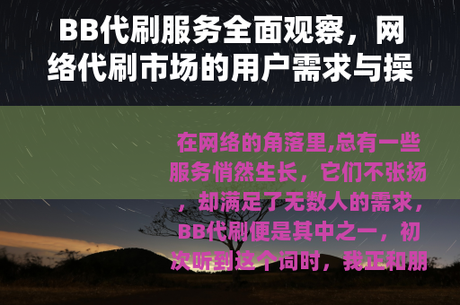 BB代刷服务全面观察，网络代刷市场的用户需求与操作方式