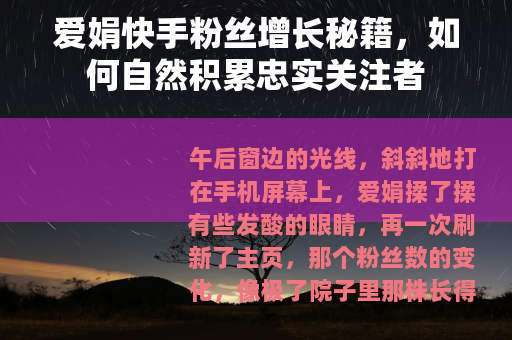 爱娟快手粉丝增长秘籍，如何自然积累忠实关注者