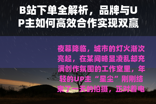B站下单全解析，品牌与UP主如何高效合作实现双赢