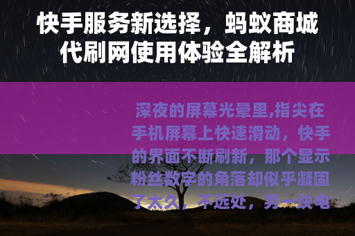 快手服务新选择，蚂蚁商城代刷网使用体验全解析