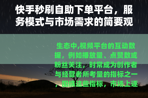 快手秒刷自助下单平台，服务模式与市场需求的简要观察