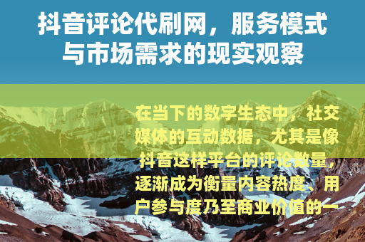 抖音评论代刷网，服务模式与市场需求的现实观察