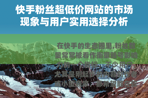 快手粉丝超低价网站的市场现象与用户实用选择分析