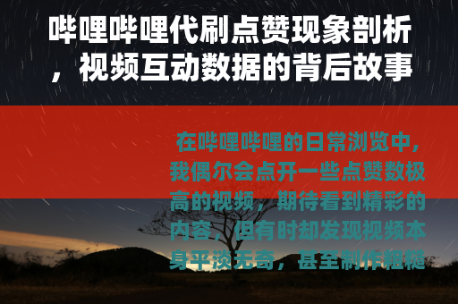 哔哩哔哩代刷点赞现象剖析，视频互动数据的背后故事