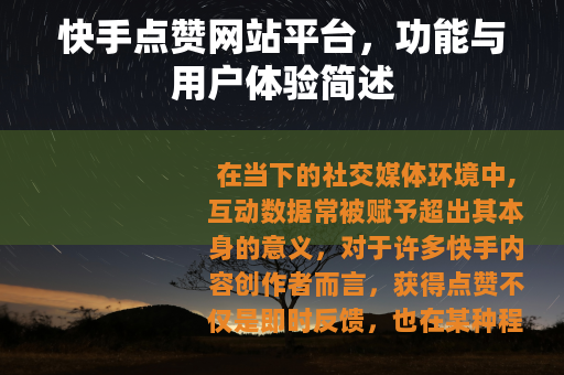 快手点赞网站平台，功能与用户体验简述