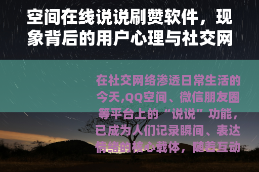 空间在线说说刷赞软件，现象背后的用户心理与社交网络效应解析