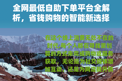 全网最低自助下单平台全解析，省钱购物的智能新选择