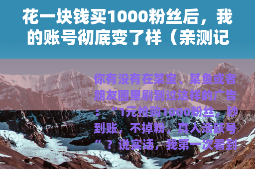 花一块钱买1000粉丝后，我的账号彻底变了样（亲测记录）
