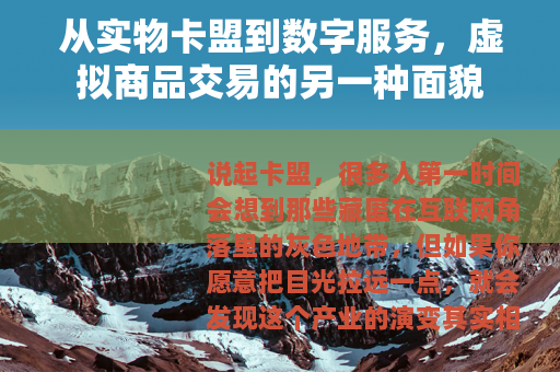 从实物卡盟到数字服务，虚拟商品交易的另一种面貌