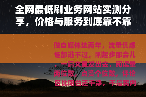 全网最低刷业务网站实测分享，价格与服务到底靠不靠谱？
