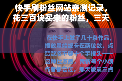 快手刷粉丝网站亲测记录，花三百块买来的粉丝，三天后全消失