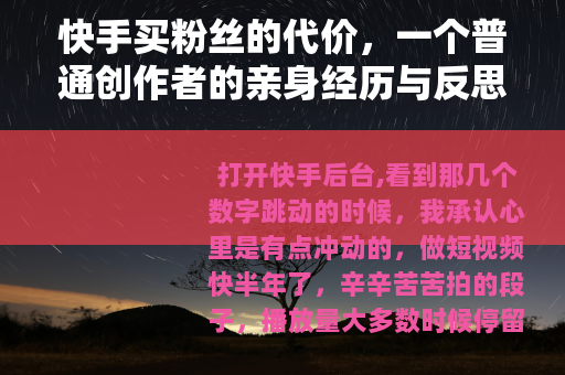 快手买粉丝的代价，一个普通创作者的亲身经历与反思