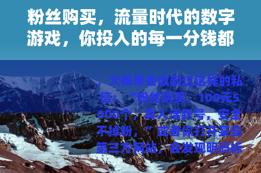 粉丝购买，流量时代的数字游戏，你投入的每一分钱都值得吗？