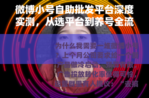 微博小号自助批发平台深度实测，从选平台到养号全流程指南