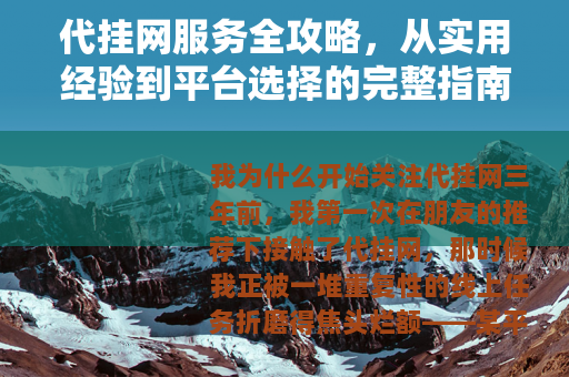 代挂网服务全攻略，从实用经验到平台选择的完整指南