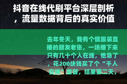 抖音在线代刷平台深层剖析，流量数据背后的真实价值与问题