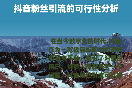 抖音粉丝引流的可行性分析