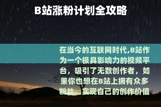 B站涨粉计划全攻略