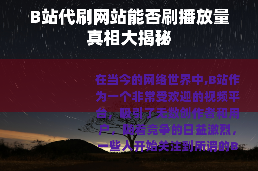 B站代刷网站能否刷播放量真相大揭秘