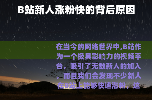 B站新人涨粉快的背后原因