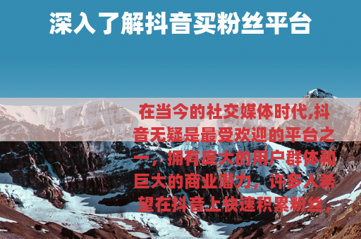 深入了解抖音买粉丝平台