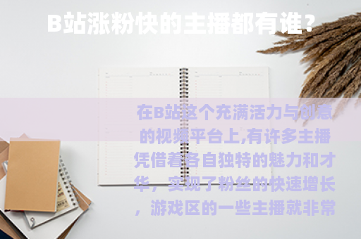 B站涨粉快的主播都有谁？