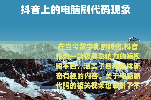 抖音上的电脑刷代码现象