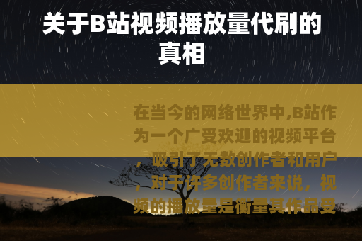 关于B站视频播放量代刷的真相