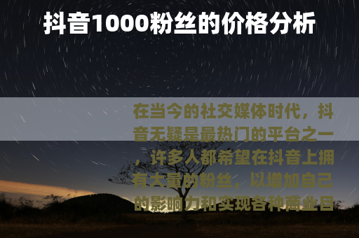抖音1000粉丝的价格分析