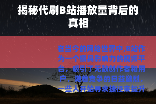 揭秘代刷B站播放量背后的真相