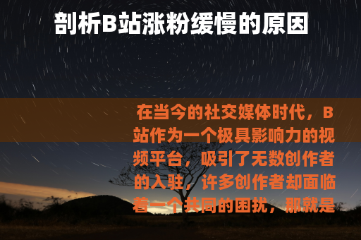 剖析B站涨粉缓慢的原因