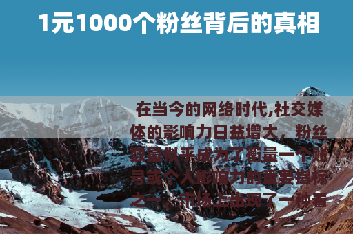 1元1000个粉丝背后的真相