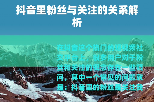 抖音里粉丝与关注的关系解析